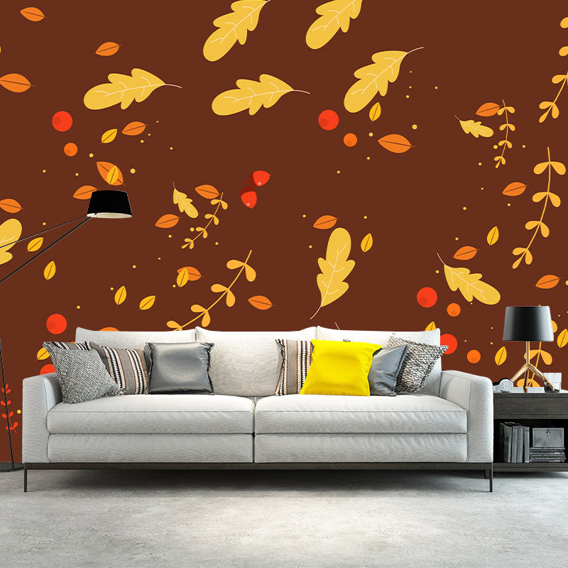 Horizontal Illustration Wall Mural Tropical plants Decorative Eco-friendly for Home Decor