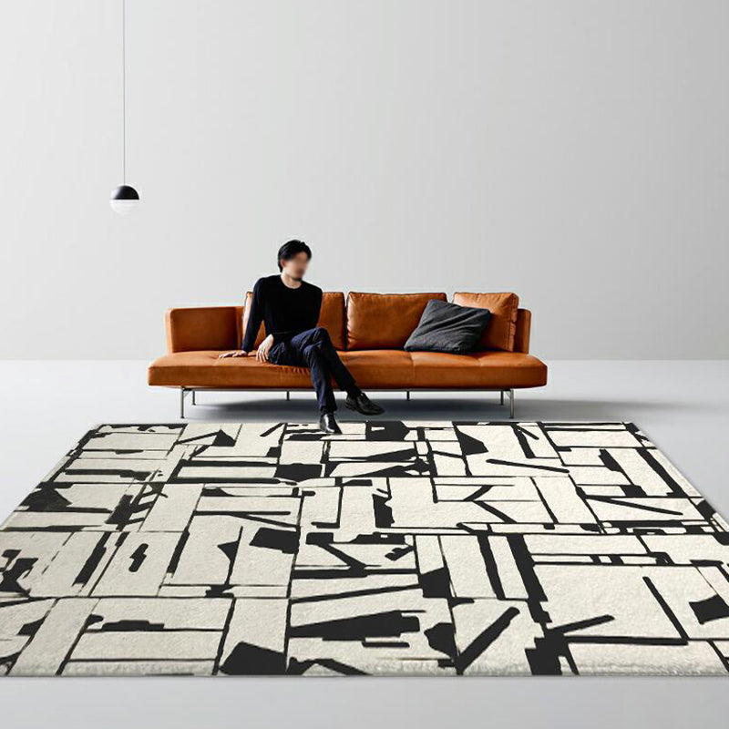 Leisure Washable Rug Simplicity Contrast Panel Rug Polyester Stain Resistant Carpet for Home Decor