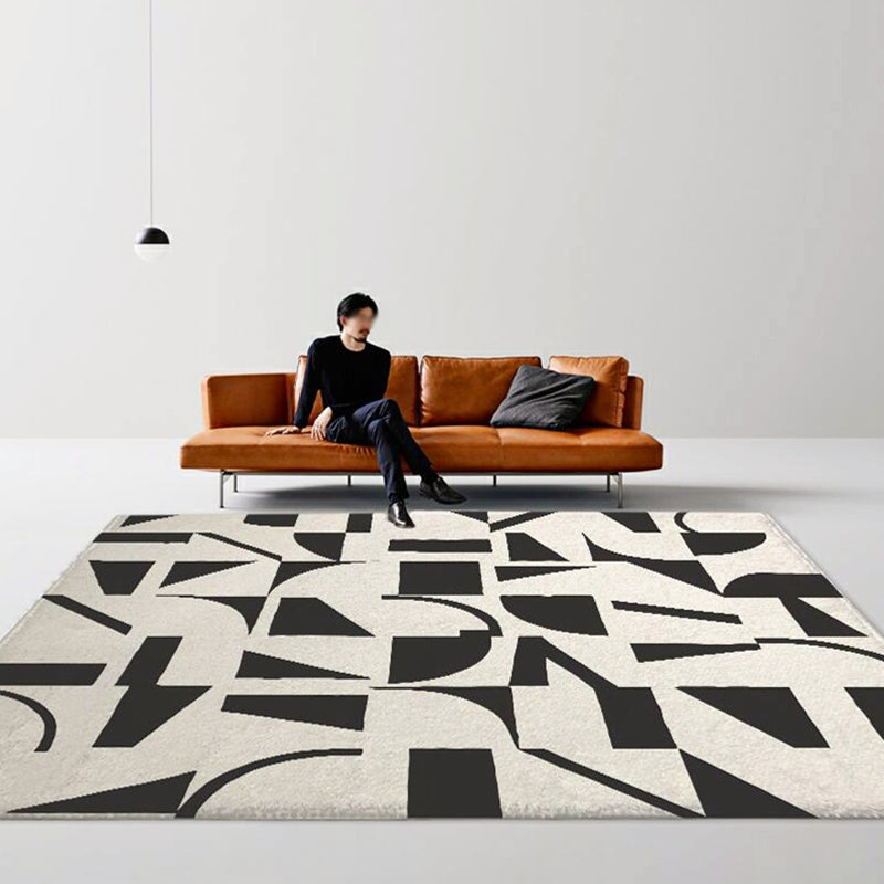 Leisure Washable Rug Simplicity Contrast Panel Rug Polyester Stain Resistant Carpet for Home Decor