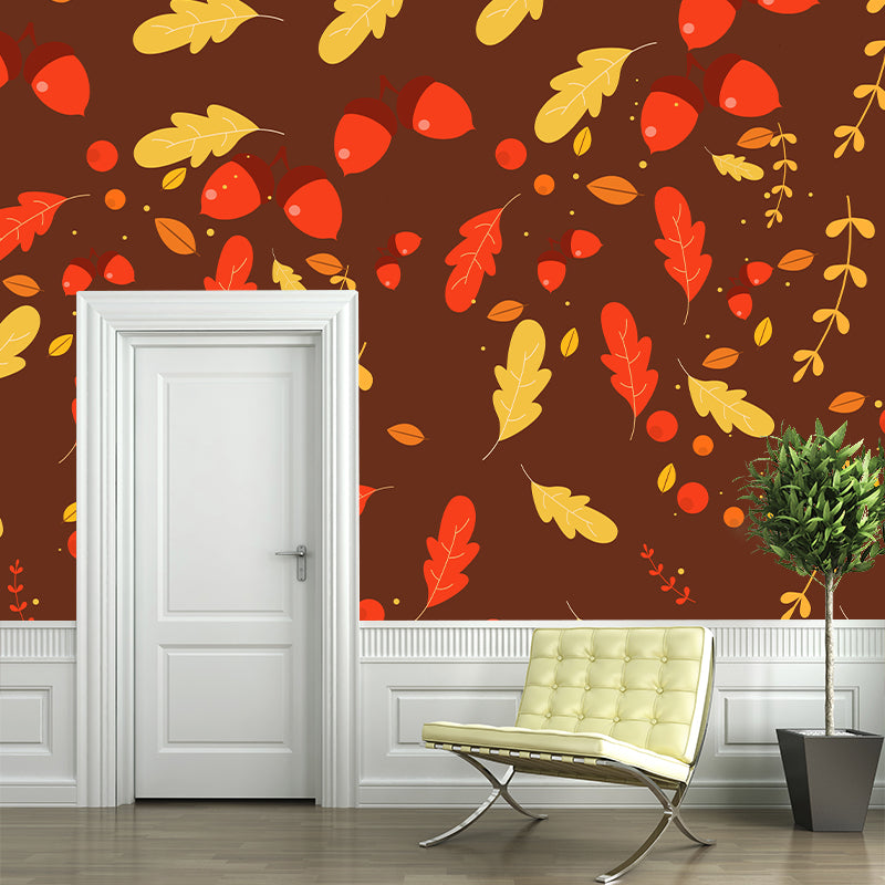 Customized Illustration Mural Tropical Plants Decorative Eco-friendly for Room