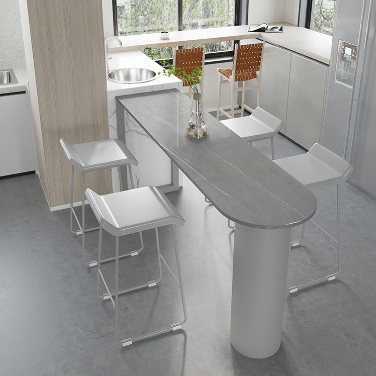 Marble Modern Double pedestal Patio Bar Table Indoor Bistro Bar Height Cocktail Table