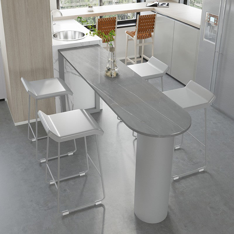 Marble Modern Double pedestal Patio Bar Table Indoor Bistro Bar Height Cocktail Table