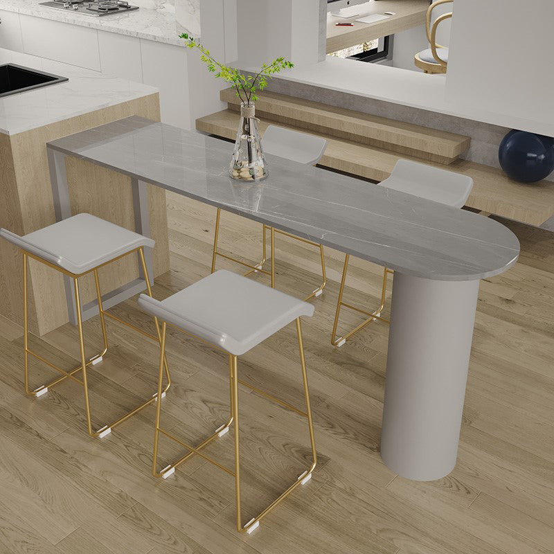 Marble Modern Double pedestal Patio Bar Table Indoor Bistro Bar Height Cocktail Table