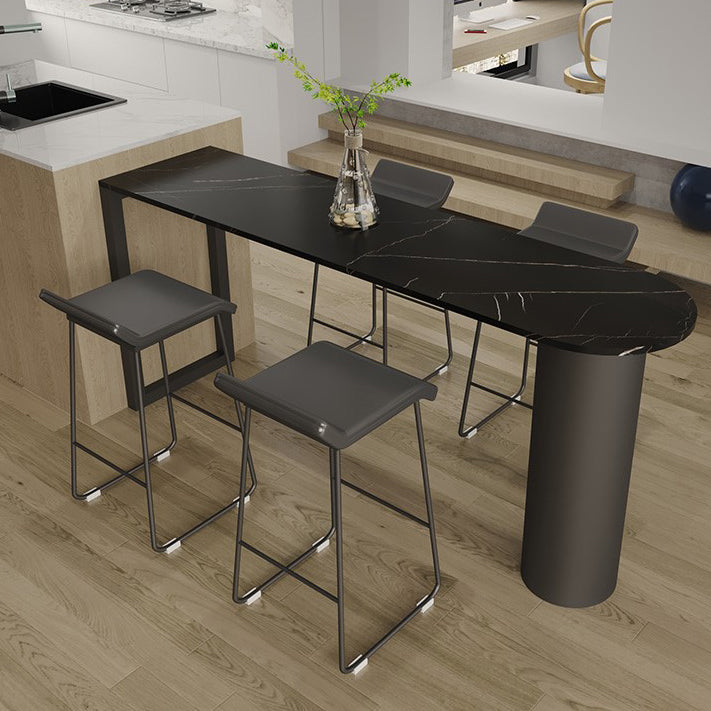 Marble Modern Double pedestal Patio Bar Table Indoor Bistro Bar Height Cocktail Table