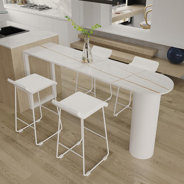 Marble Modern Double pedestal Patio Bar Table Indoor Bistro Bar Height Cocktail Table