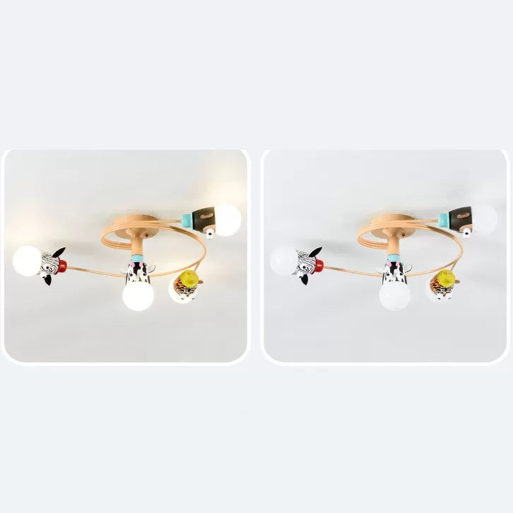 Twist Arm Semi Flushmount Light with Animal Modern Metal LED Lámpara de techo para oficina para oficina