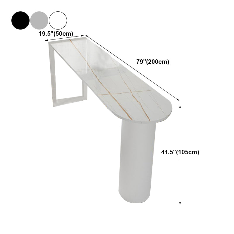Marble Modern Double pedestal Patio Bar Table Indoor Bistro Bar Height Cocktail Table