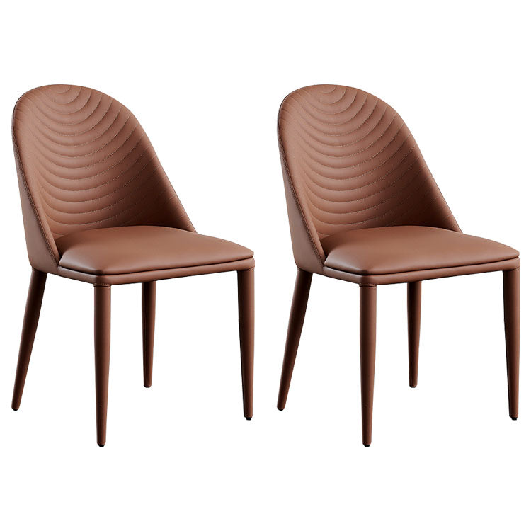 Silla sin brazos curvada de cuero moderna con acabado mate Parsons