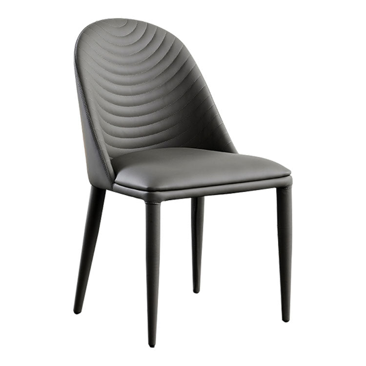 Silla sin brazos curvada de cuero moderna con acabado mate Parsons