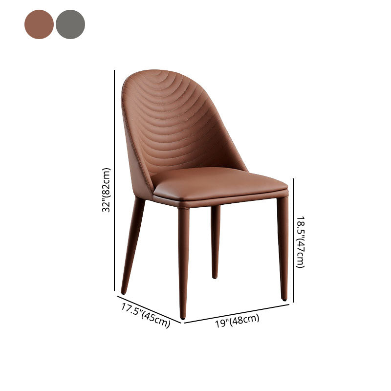 Silla sin brazos curvada de cuero moderna con acabado mate Parsons