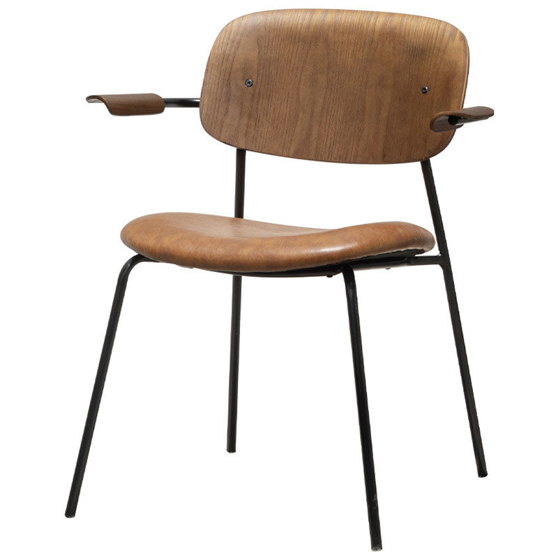 Sillón de comedor contemporáneo de madera maciza, sillón con respaldo abierto para cocina