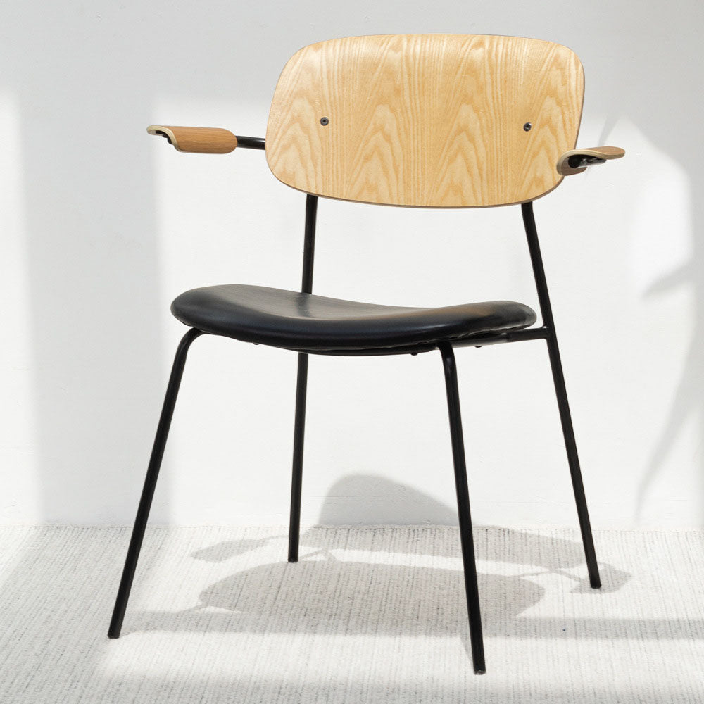 Sillón de comedor contemporáneo de madera maciza, sillón con respaldo abierto para cocina