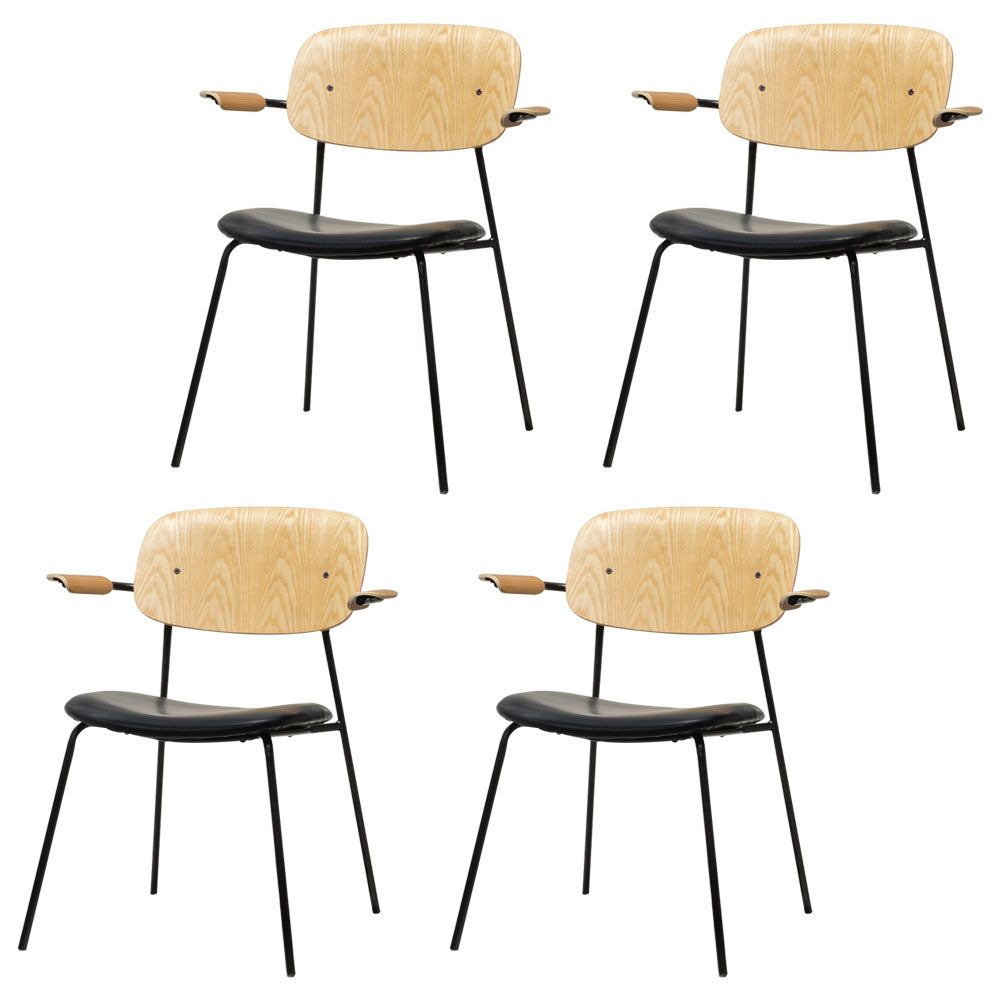 Sillón de comedor contemporáneo de madera maciza, sillón con respaldo abierto para cocina