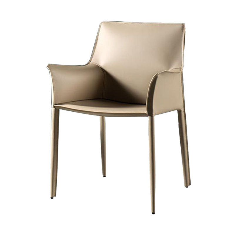 Silla de comedor de cuero moderna, sillón Parsons con acabado mate para cocina
