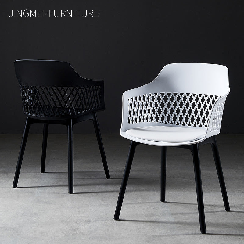 Sillón de metal contemporáneo para interiores y exteriores, sillón con respaldo abierto