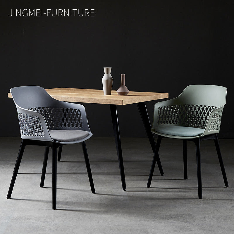 Sillón de metal contemporáneo para interiores y exteriores, sillón con respaldo abierto