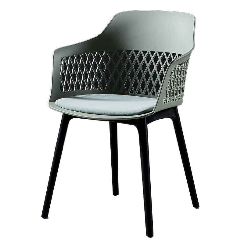 Sillón de metal contemporáneo para interiores y exteriores, sillón con respaldo abierto