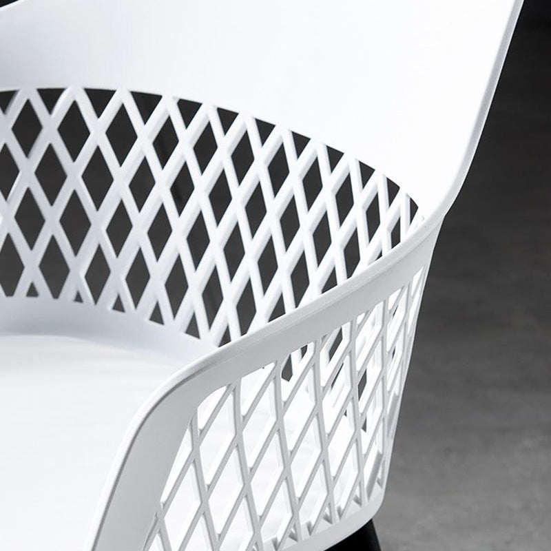 Sillón de metal contemporáneo para interiores y exteriores, sillón con respaldo abierto