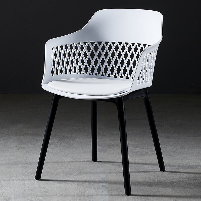 Sillón de metal contemporáneo para interiores y exteriores, sillón con respaldo abierto