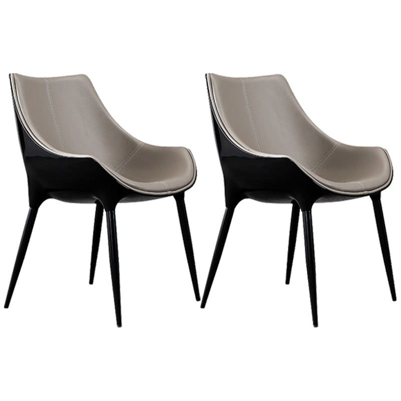 Sillón inclinado contemporáneo Sillón Parsons curvo de cuero para Brasserie