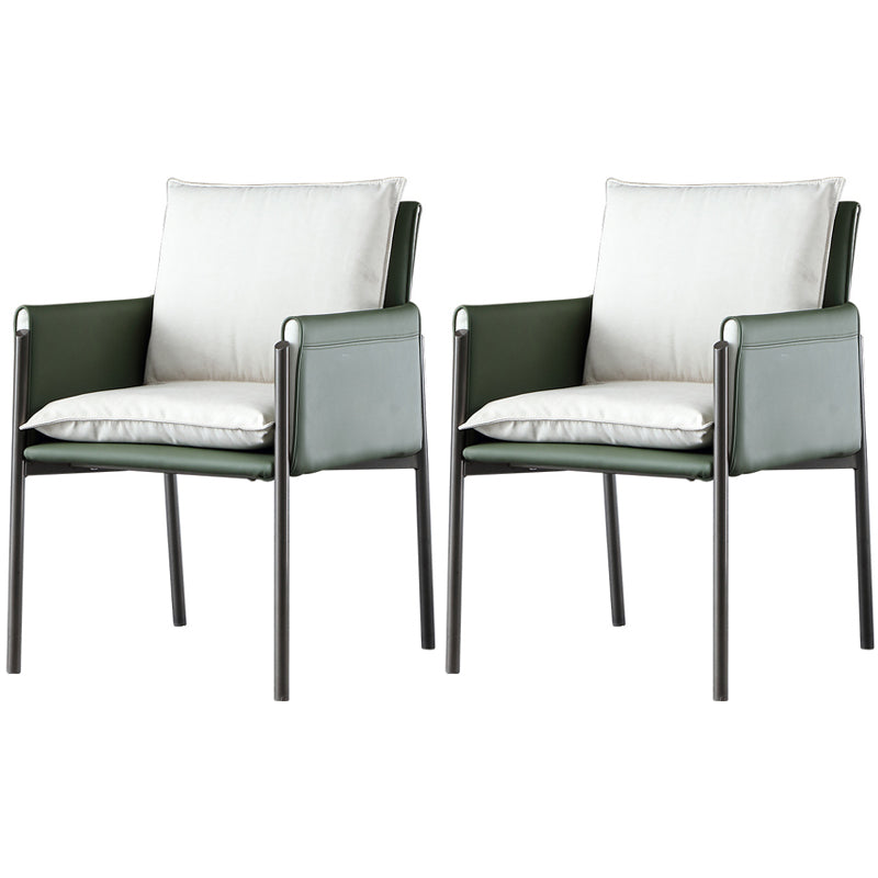 Silla curvada de cuero contemporánea y sillón de tela Parsons para el hogar