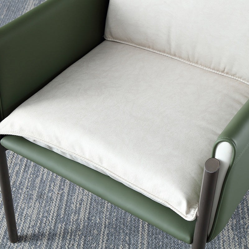 Silla curvada de cuero contemporánea y sillón de tela Parsons para el hogar