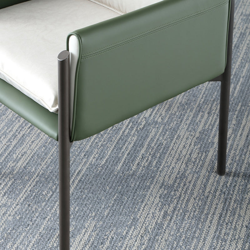 Silla curvada de cuero contemporánea y sillón de tela Parsons para el hogar