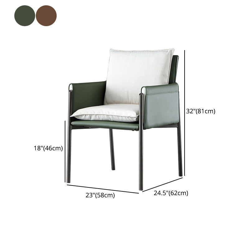 Silla curvada de cuero contemporánea y sillón de tela Parsons para el hogar