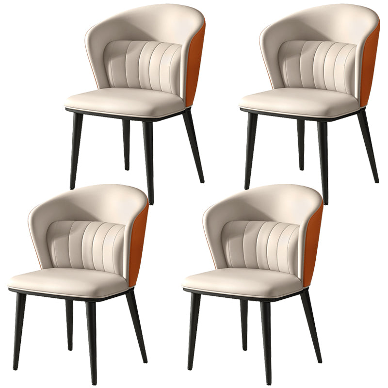 Silla lateral de comedor curvada de cuero para interiores moderna, silla sin brazos Parsons