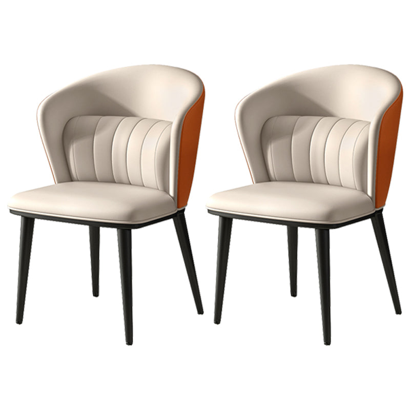 Silla lateral de comedor curvada de cuero para interiores moderna, silla sin brazos Parsons