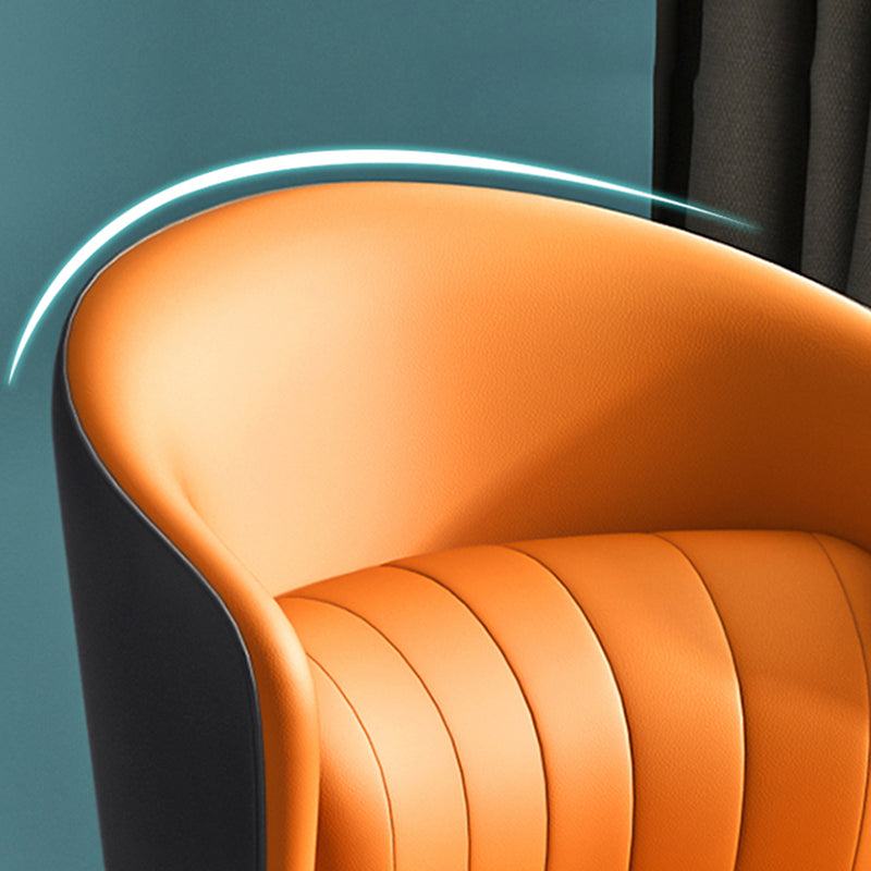 Silla lateral de comedor curvada de cuero para interiores moderna, silla sin brazos Parsons