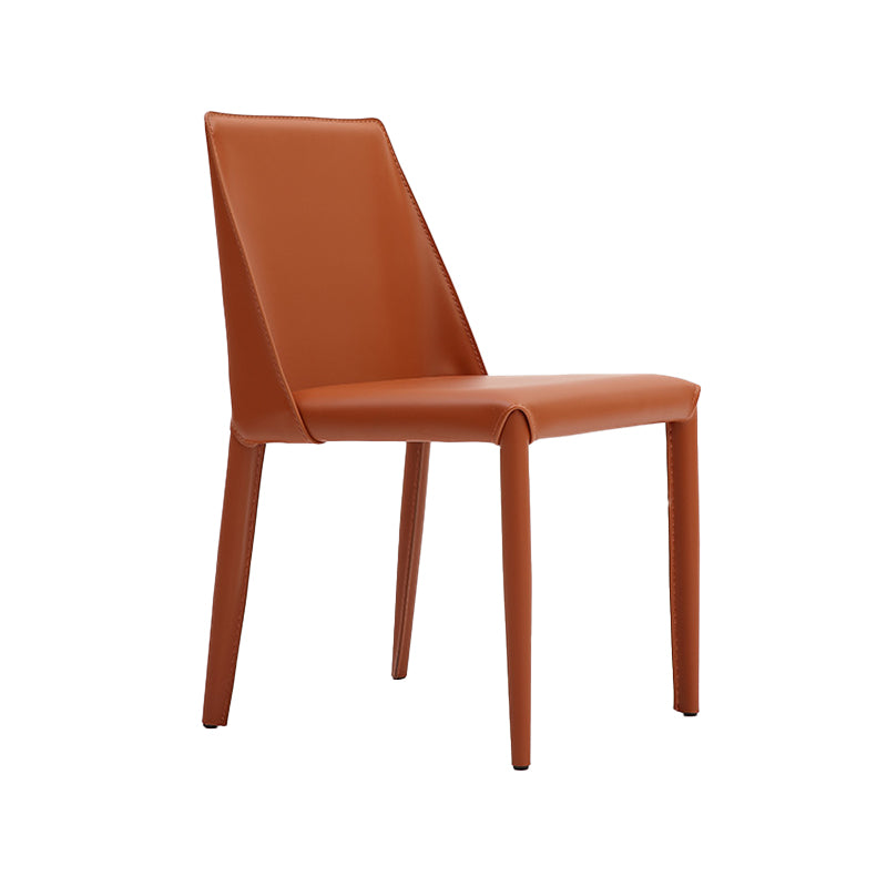 Silla de comedor contemporánea sin brazos Silla lateral Parsons curvada de cuero