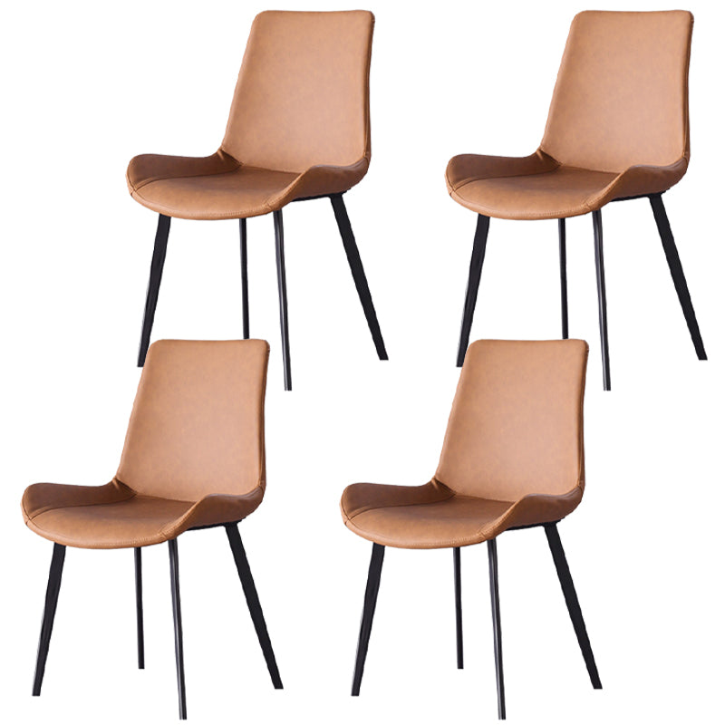 Chaise de salle à manger incurvée en cuir moderne, finition mate, chaise Parsons pour brasserie