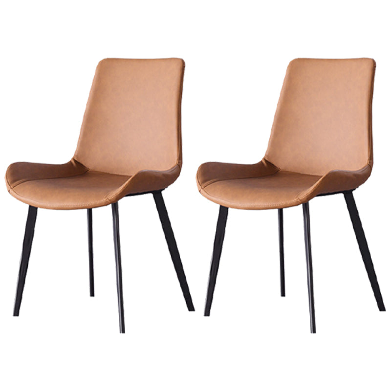 Chaise de salle à manger incurvée en cuir moderne, finition mate, chaise Parsons pour brasserie