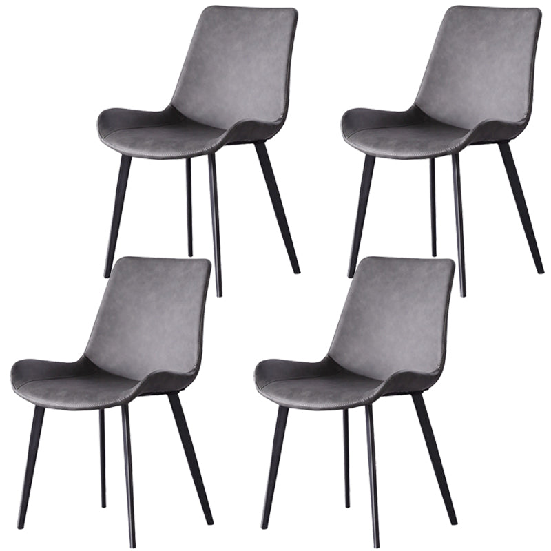 Chaise de salle à manger incurvée en cuir moderne, finition mate, chaise Parsons pour brasserie