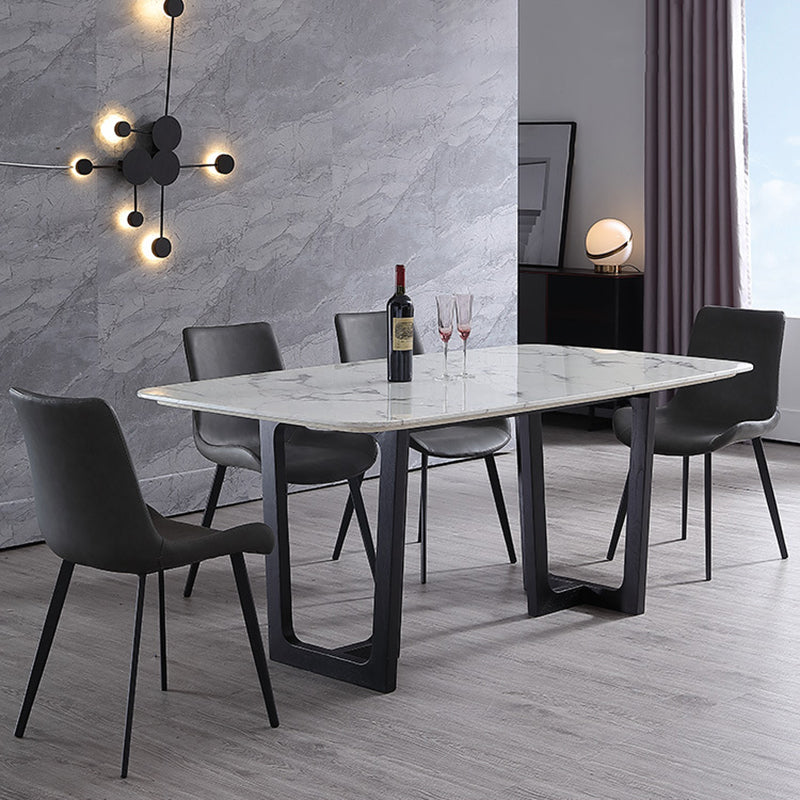 Chaise de salle à manger incurvée en cuir moderne, finition mate, chaise Parsons pour brasserie