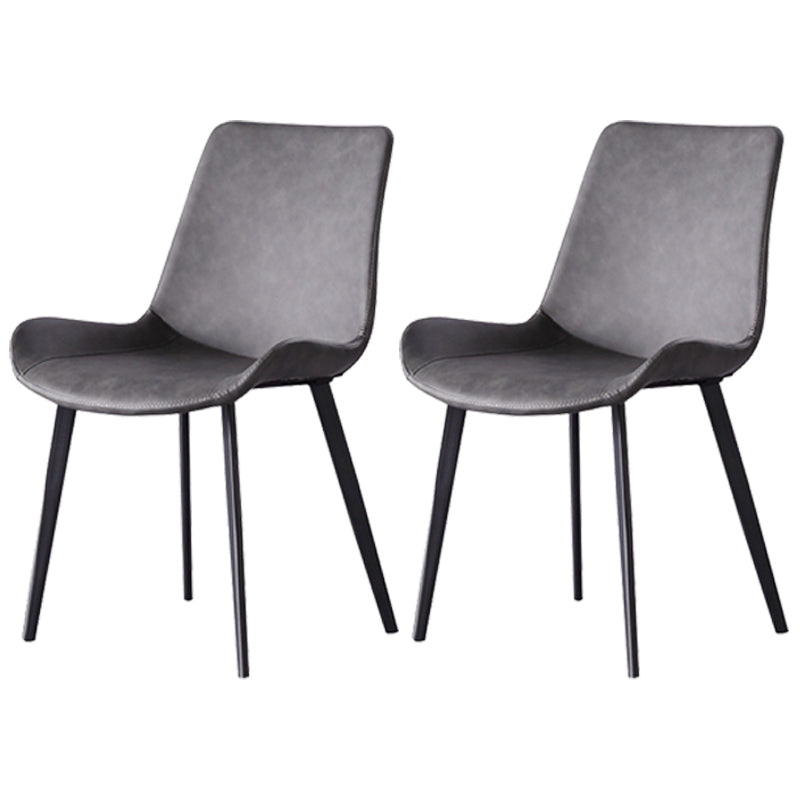 Chaise de salle à manger incurvée en cuir moderne, finition mate, chaise Parsons pour brasserie