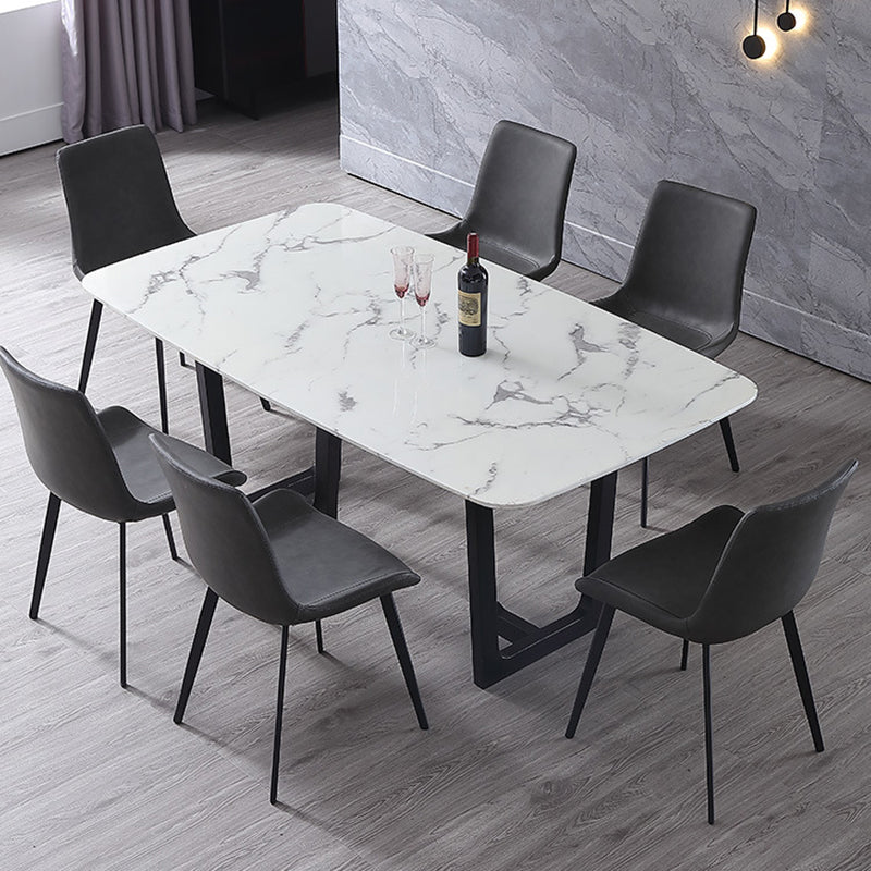 Chaise de salle à manger incurvée en cuir moderne, finition mate, chaise Parsons pour brasserie
