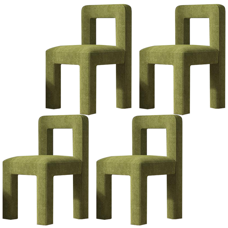 Silla lateral de comedor moderna, silla sin brazos con respaldo abierto de tela de lino con acabado mate