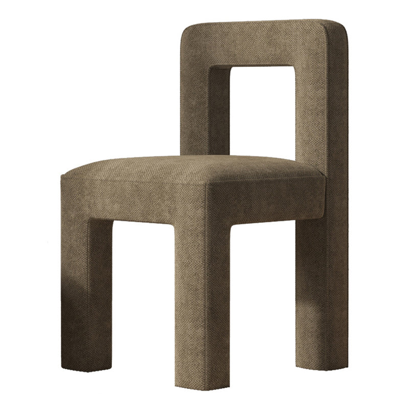 Silla lateral de comedor moderna, silla sin brazos con respaldo abierto de tela de lino con acabado mate