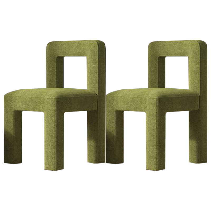 Silla lateral de comedor moderna, silla sin brazos con respaldo abierto de tela de lino con acabado mate