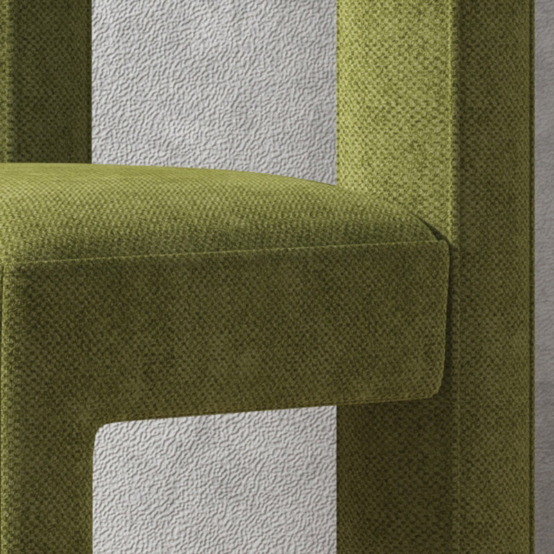 Silla lateral de comedor moderna, silla sin brazos con respaldo abierto de tela de lino con acabado mate