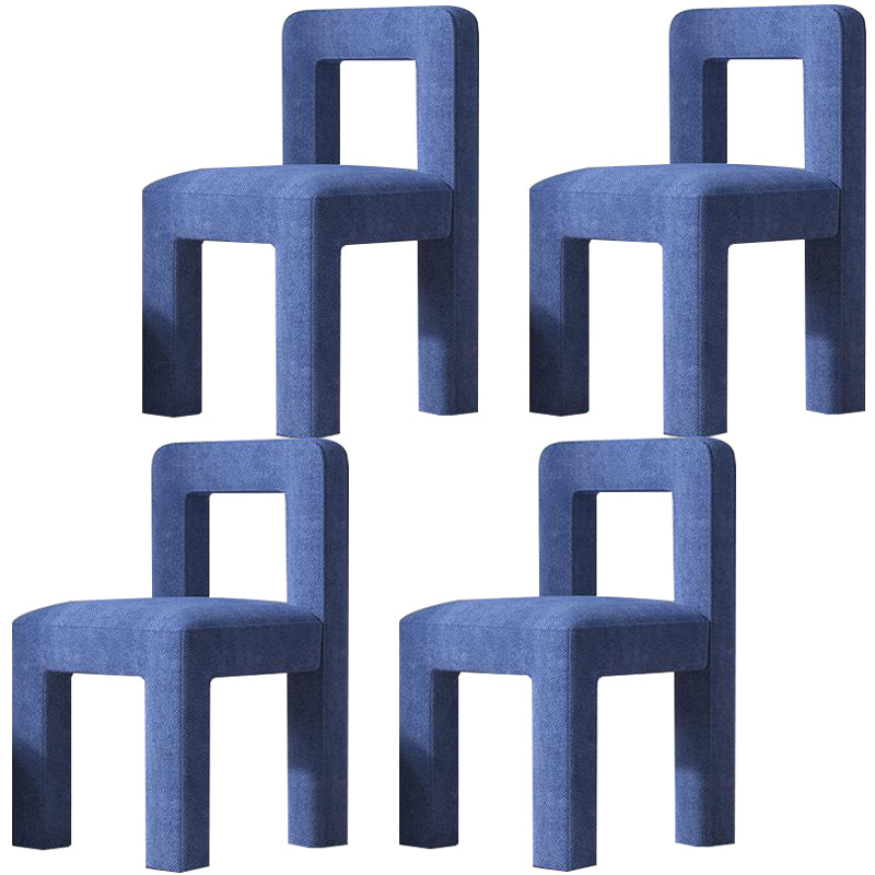 Silla lateral de comedor moderna, silla sin brazos con respaldo abierto de tela de lino con acabado mate