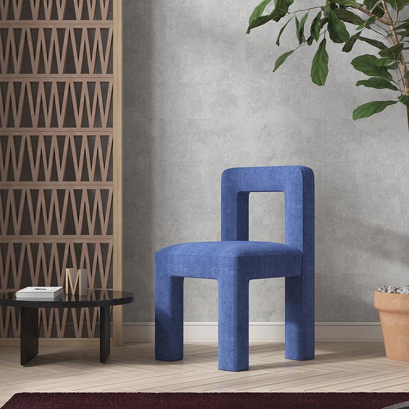 Silla lateral de comedor moderna, silla sin brazos con respaldo abierto de tela de lino con acabado mate