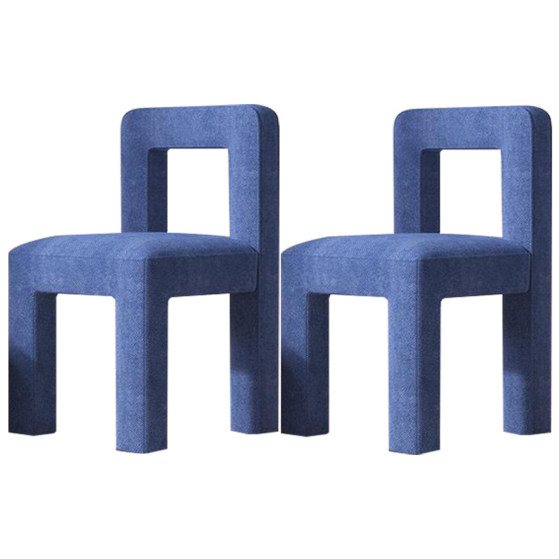 Silla lateral de comedor moderna, silla sin brazos con respaldo abierto de tela de lino con acabado mate