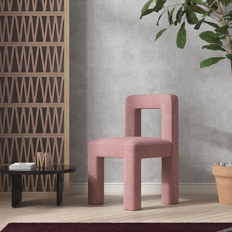 Silla lateral de comedor moderna, silla sin brazos con respaldo abierto de tela de lino con acabado mate