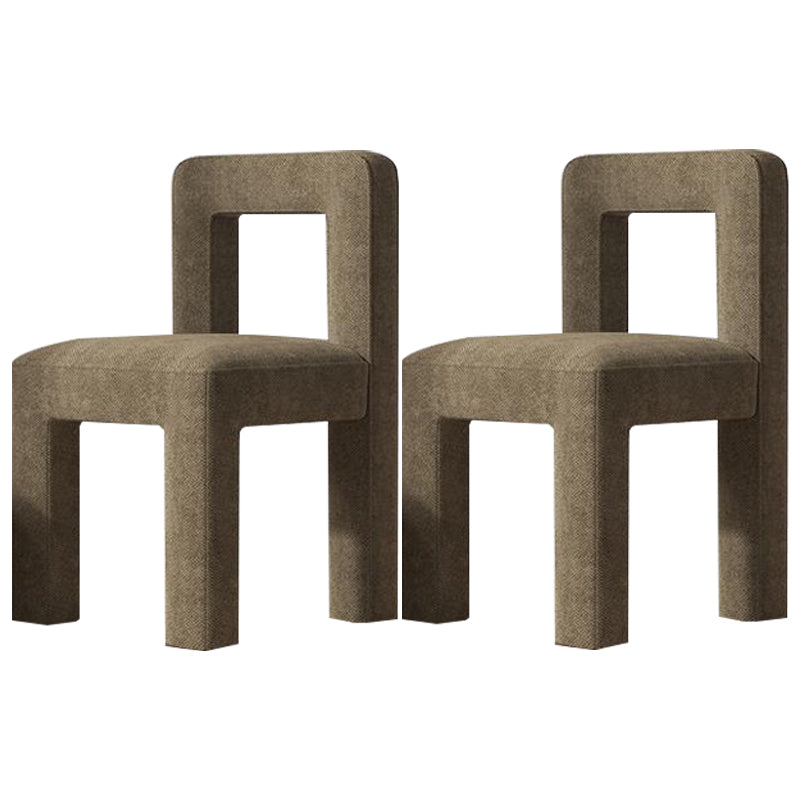 Silla lateral de comedor moderna, silla sin brazos con respaldo abierto de tela de lino con acabado mate