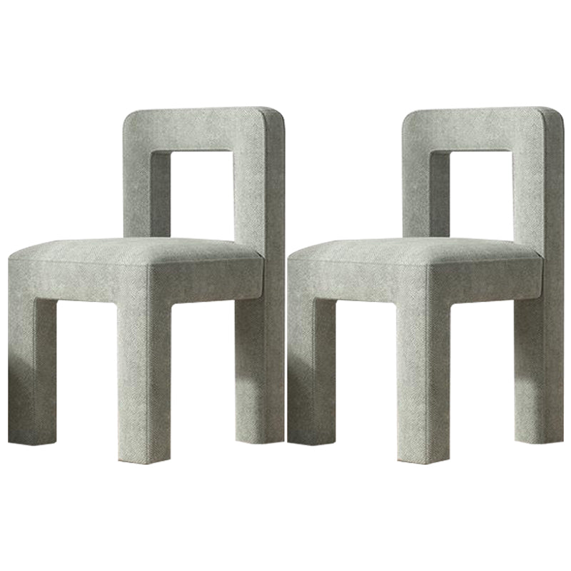 Silla lateral de comedor moderna, silla sin brazos con respaldo abierto de tela de lino con acabado mate