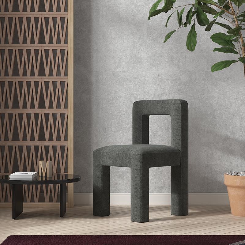 Silla lateral de comedor moderna, silla sin brazos con respaldo abierto de tela de lino con acabado mate