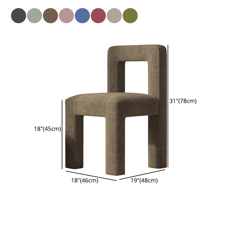 Silla lateral de comedor moderna, silla sin brazos con respaldo abierto de tela de lino con acabado mate
